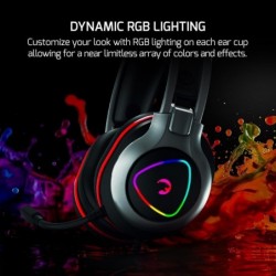 Casque de jeu USB GAMEPOWER Ranger - Son surround virtuel 7.1, casque filaire LED RVB avec pilotes 53 mm, audio spatial 360°, mi