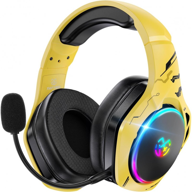 Casques de jeu sans fil pour PS5 PS4 PC, 40 heures et plus, mode WiFi 2,4 GHz et casque sans fil Bluetooth 5.3 avec microphone a