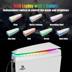 Ventilateur de refroidissement de console avec couvercle anti-poussière, lumière LED colorée pour console PS5 Disc Edition et Di