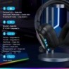 Fachixy Casque de jeu sans fil FC200 pour PS5 - Casque pliable USB 2,4 GHz avec micro - Casque Bluetooth stéréo 3D avec autonomi