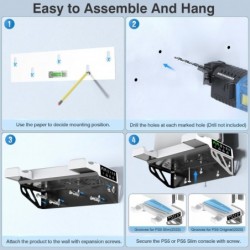Kit de montage mural PS5 Slim/PS5 avec station de charge et ventilateurs de refroidissement, étagère PS5 compatible avec PlaySta