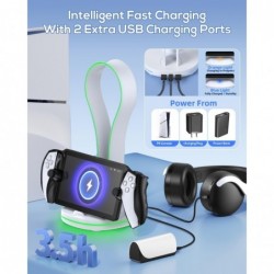 Support de charge magnétique 3 en 1 pour Playstation Portal et casque sans fil PS5, station de charge compatible avec les étuis 