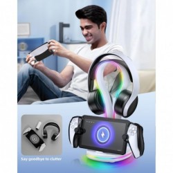 Support de charge magnétique 3 en 1 pour Playstation Portal et casque sans fil PS5, station de charge compatible avec les étuis 