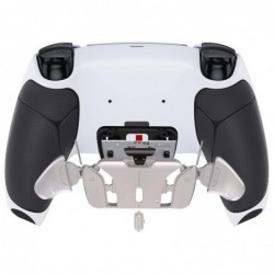 Kit de reprogrammation RISE4 pour manette PS5 BDM-030 040 050 avec poignée caoutchoutée noire, coque arrière blanche redessinée,