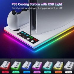 Station de refroidissement LHFDIAN PS5 Slim/PS5, support PS5 avec LED RVB, station de charge double contrôleur pour PS5, chargeu