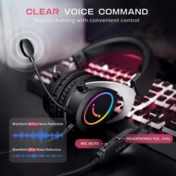 Casques de jeu FIFINE RGB, casque supra-auriculaire confortable avec microphone, connexion jack audio filaire, écouteurs antibru