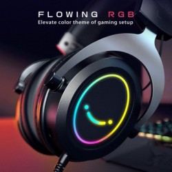 Casques de jeu FIFINE RGB, casque supra-auriculaire confortable avec microphone, connexion jack audio filaire, écouteurs antibru