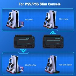 Support PS5, support PS5 Slim avec station de refroidissement et station de chargement du contrôleur pour console PS5 Slim Disc/