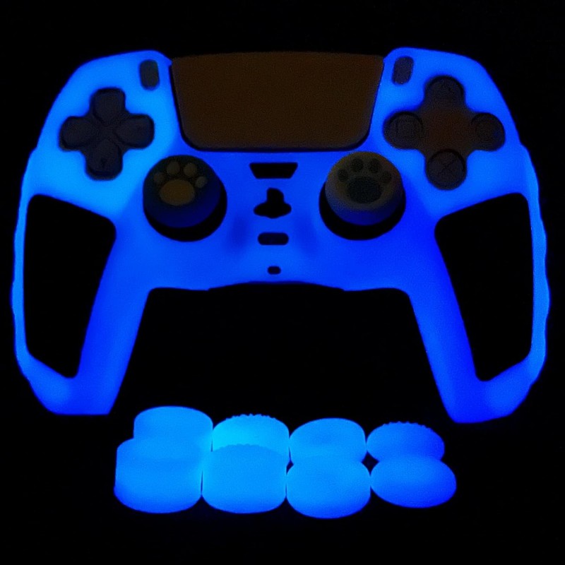 Coque de protection en silicone antidérapant et épais pour manette PS5 qui brille dans le noir, compatible avec la manette PS5, 