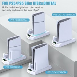 Support et station de refroidissement PS5 / PS5 Slim avec station de charge à double contrôleur pour console PlayStation 5, acce