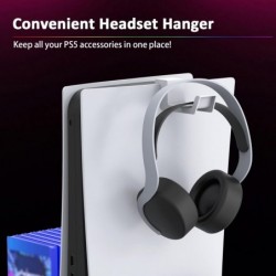 NexiGo Support de refroidissement silencieux pour PS5 avec lumière LED RVB, double station de charge compatible avec le contrôle