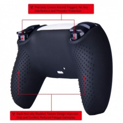 YoRHa Silicone Rubber Back Dots Carving Customization Skin Cover pour manette PS5 x 1 (BH Purple) avec poignées Pro Thumb x 10