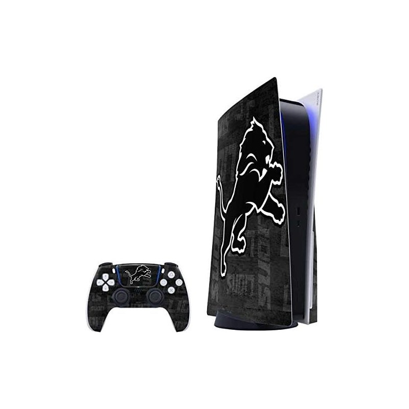 Skinit Decal Gaming Skin Compatible avec PS5 Bundle - Design noir et blanc sous licence officielle NFL Detroit Lions