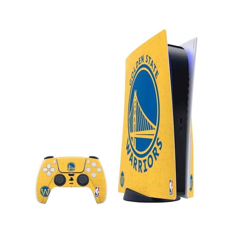 Skinit Decal Gaming Skin Compatible avec le pack PS5 - Design vieilli des Golden State Warriors de la NBA sous licence officiell