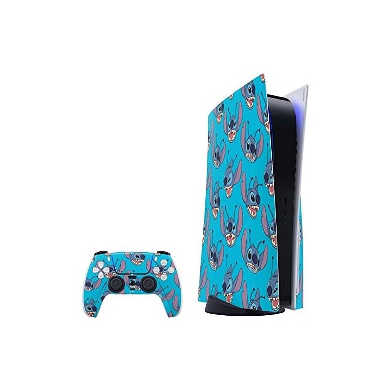 Skinit Decal Gaming Skin Compatible avec le pack PS5 - Motif d'expression du visage Disney Lilo et Stitch sous licence officiell