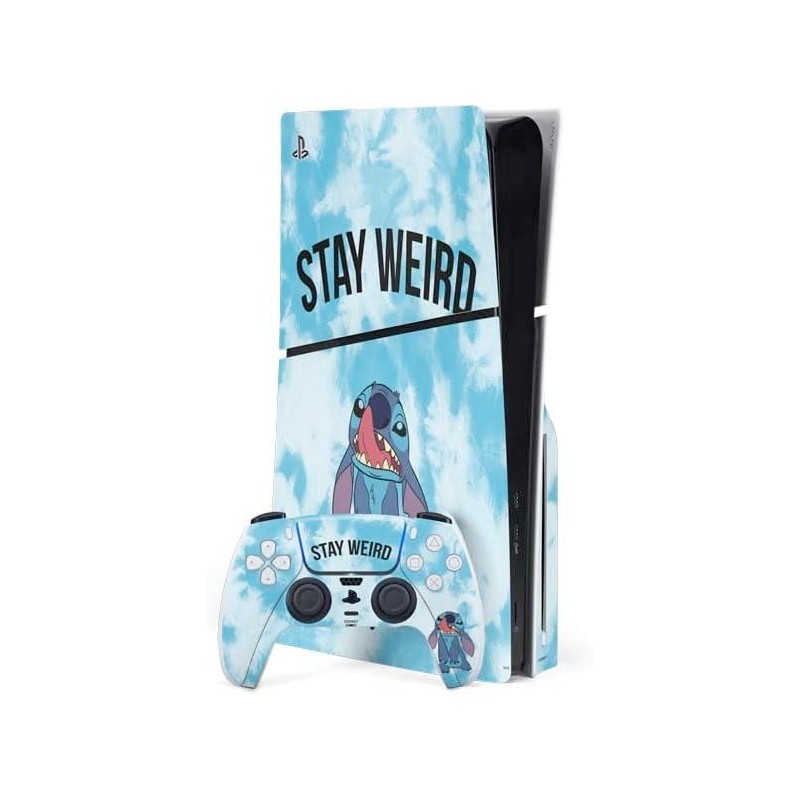 Skinit Decal Gaming Skin Compatible avec PS5 Slim Disk Bundle - Design Disney Lilo et Stitch Stay Weird sous licence officielle