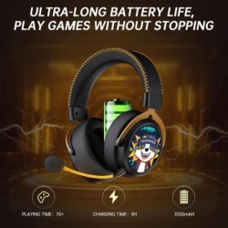 Casque de jeu sans fil, son surround 7.1, casque de jeu USB 2,4 GHz avec Bluetooth 5.4, micro antibruit 6 mm, filaire 3,5 mm, ca