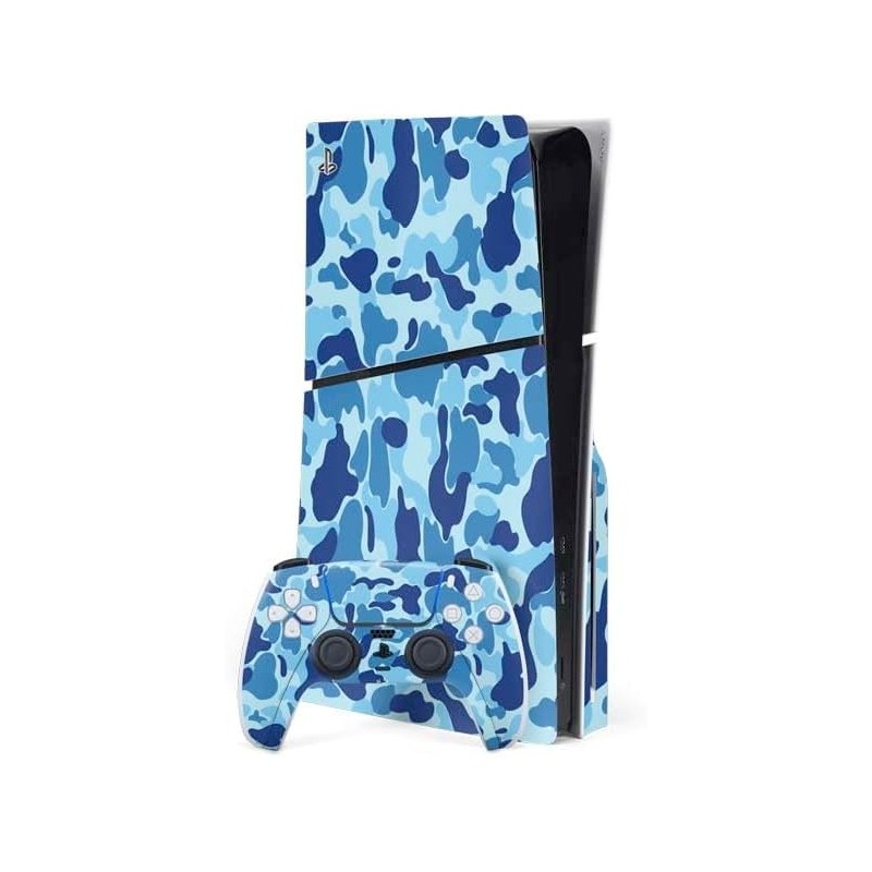 Skinit Decal Gaming Skin Compatible avec PS5 Slim Disk Bundle - Motif camouflage urbain bleu clair