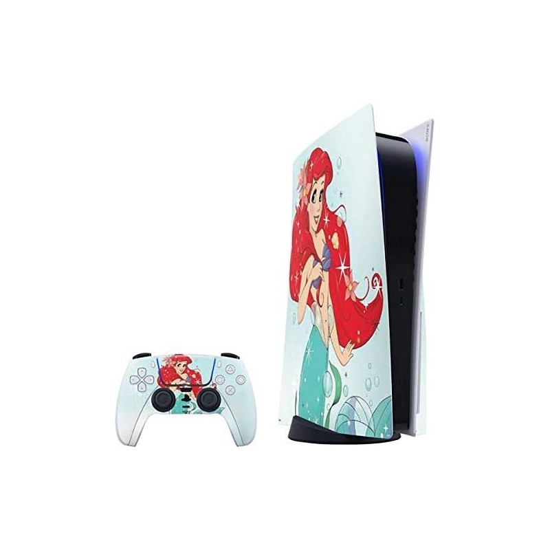 Skinit Decal Gaming Skin Compatible avec le pack PS5 - Design artistique scintillant Ariel La Petite Sirène de Disney sous licen