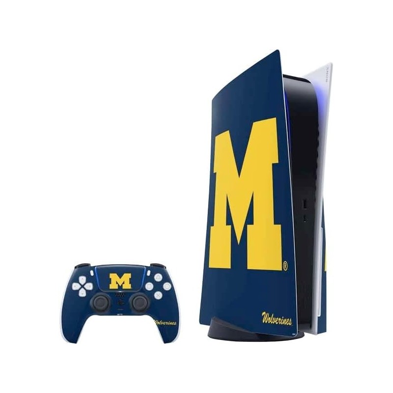 Skinit Decal Gaming Skin compatible avec la console et le contrôleur PS5 - Logo Michigan M au design audacieux sous licence offi