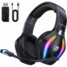 Casque de jeu sans fil Fachixy « 2024 » FC100 - Casque 2,4 GHz et Bluetooth avec microphone - Son stéréo 3D et autonomie de la b