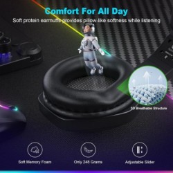 Casque de jeu sans fil Fachixy « 2024 » FC100 - Casque 2,4 GHz et Bluetooth avec microphone - Son stéréo 3D et autonomie de la b