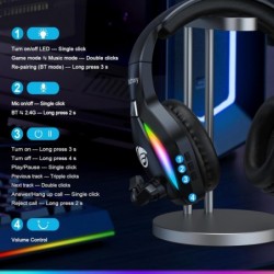 Casque de jeu sans fil Fachixy « 2024 » FC100 - Casque 2,4 GHz et Bluetooth avec microphone - Son stéréo 3D et autonomie de la b