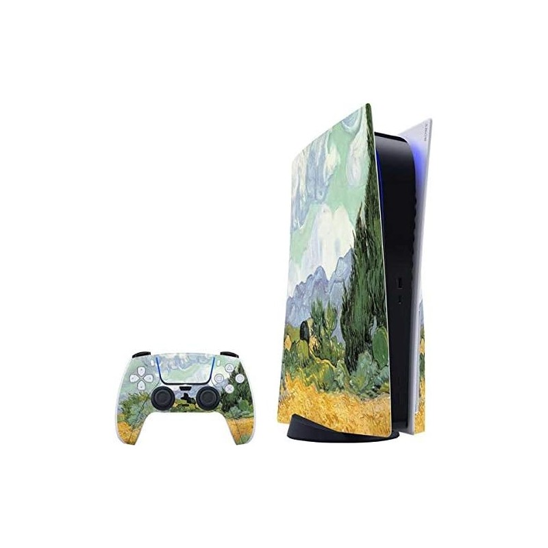 Skinit Decal Gaming Skin Compatible avec PS5 Bundle - Licence officielle Van Gogh - Champ de blé avec cyprès par Van Gogh Design