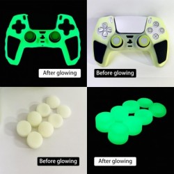 Coque de protection en silicone clouté épais et antidérapant pour manette sans fil PS5 avec 8 capuchons de poignées de pouce et 