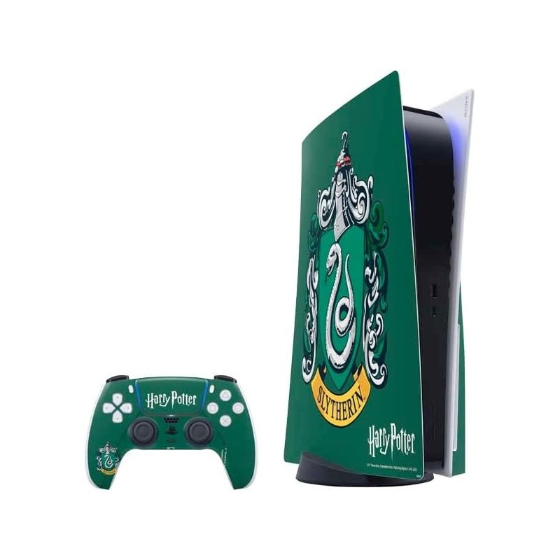 Skinit Decal Gaming Skin Compatible avec PS5 Bundle - Design officiel du blason de la maison Serpentard de Harry Potter de Wizar