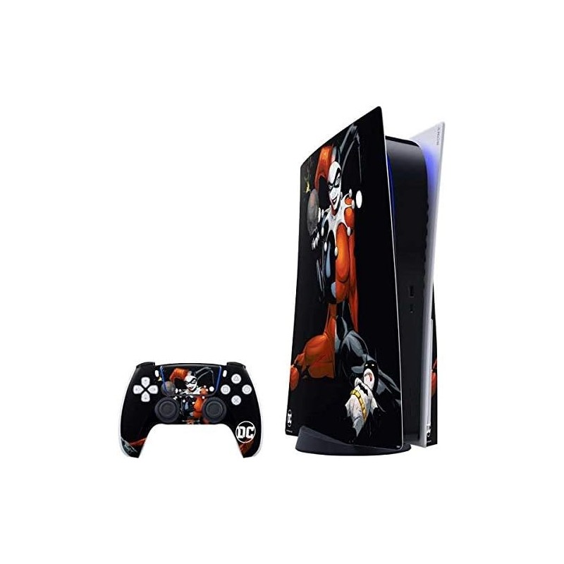 Skinit Decal Gaming Skin compatible avec la console et le contrôleur PS5 - Design officiel Warner Bros Evil Harley Quinn