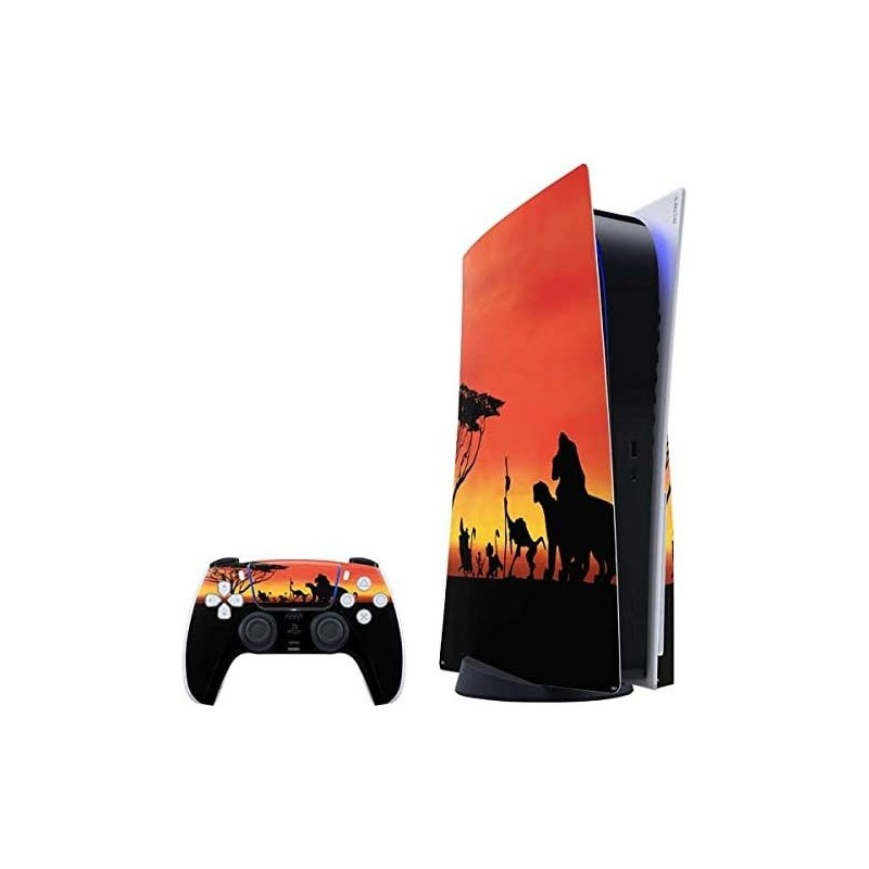 Skinit Decal Gaming Skin Compatible avec le pack PS5 - Design officiel Disney Le Roi Lion Pride Rock Crew