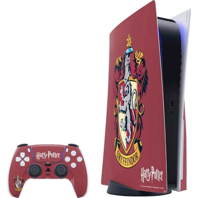 Skinit Decal Gaming Skin compatible avec la console et le contrôleur PS5 - Design officiel du blason de la maison Gryffondor de 