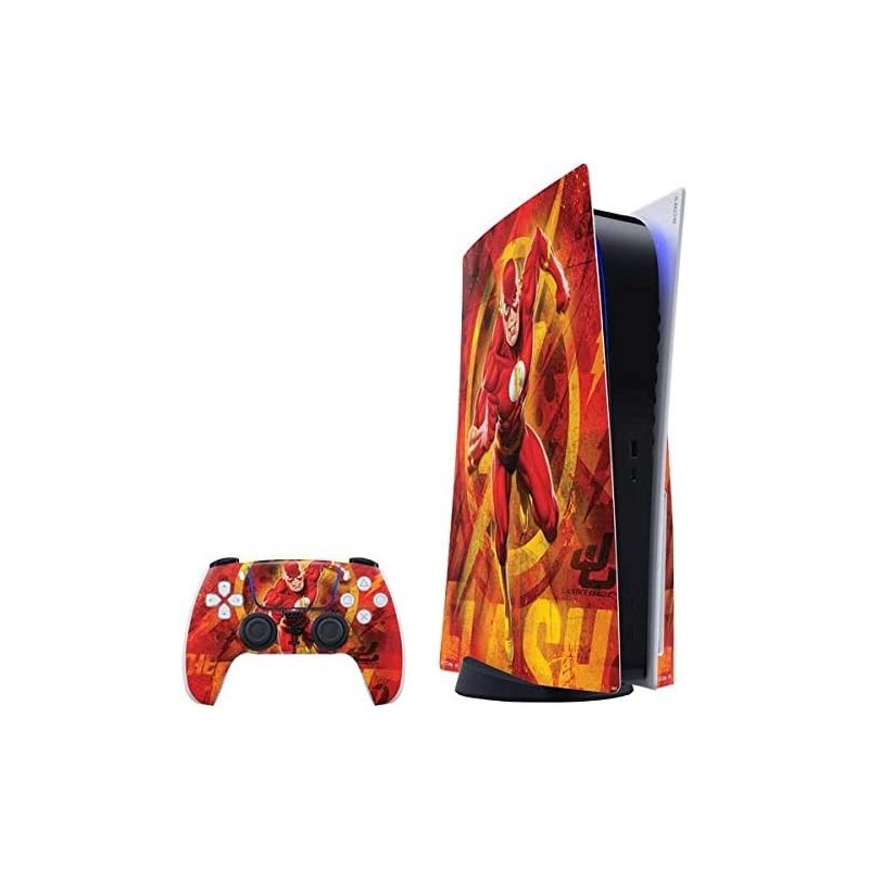 Skinit Decal Gaming Skin Compatible avec PS5 Bundle - Design de pose d'action Flash DC Comics sous licence officielle