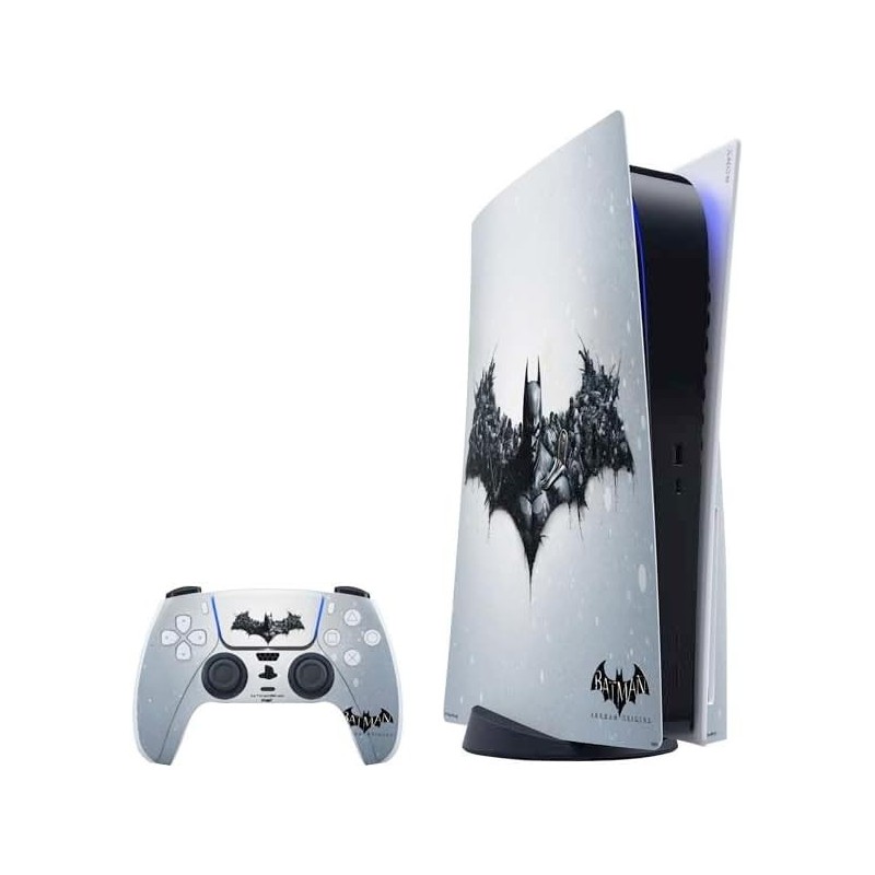 Skinit Decal Gaming Skin compatible avec la console et le contrôleur PS5 - Conception du logo Batman Arkham de Warner Bros sous 