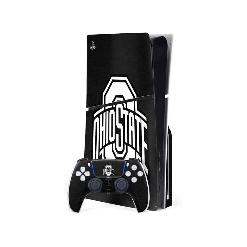 Skinit Decal Gaming Skin Compatible avec PS5 Slim Disk Bundle - Design noir sous licence officielle de l'Ohio State University O