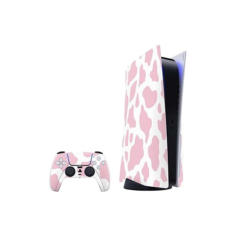 Skinit Decal Gaming Skin Compatible avec le pack PS5 - Motif imprimé vache rose