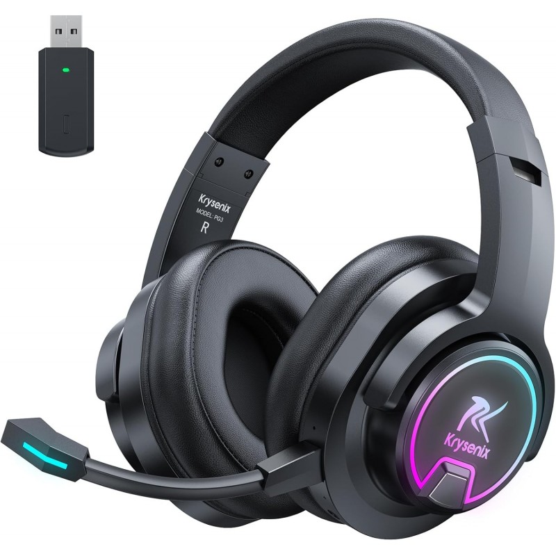 Casque de jeu sans fil PG3 RGB pour PS4, PS5, PC - Son surround 7.1 2,4 GHz, casque de jeu Bluetooth avec micro antibruit amovib