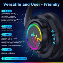 Casque de jeu sans fil PG3 RGB pour PS4, PS5, PC - Son surround 7.1 2,4 GHz, casque de jeu Bluetooth avec micro antibruit amovib