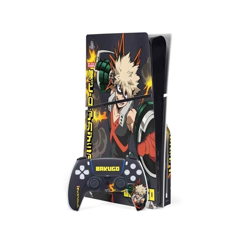 Skinit Decal Gaming Skin Compatible avec PS5 Slim Disk Bundle - Design Katsuki Bakugo My Hero Academia sous licence officielle