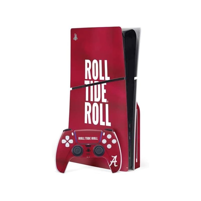 Skinit Decal Gaming Skin Compatible avec PS5 Slim Disk Bundle - Design Roll Tide Roll sous licence officielle de l'Université d'