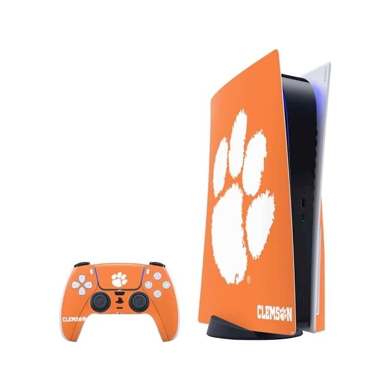 Skinit Decal Gaming Skin Compatible avec le pack PS5 - Motif imprimé tigre de l'Université Clemson sous licence officielle