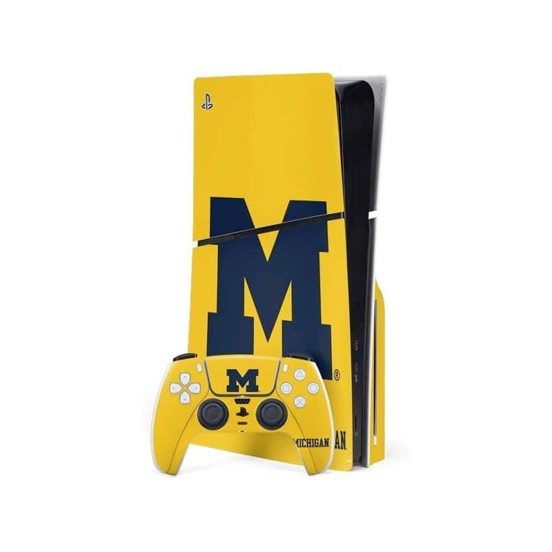 Skinit Decal Gaming Skin Compatible avec PS5 Slim Disk Bundle - Logo M de l'Université du Michigan sous licence officielle Desig