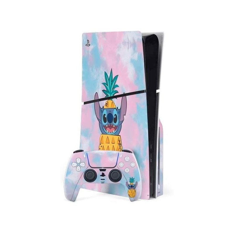 Skinit Decal Gaming Skin Compatible avec PS5 Slim Disk Bundle - Design Disney Lilo et Stitch Pineapple Stitch sous licence offic