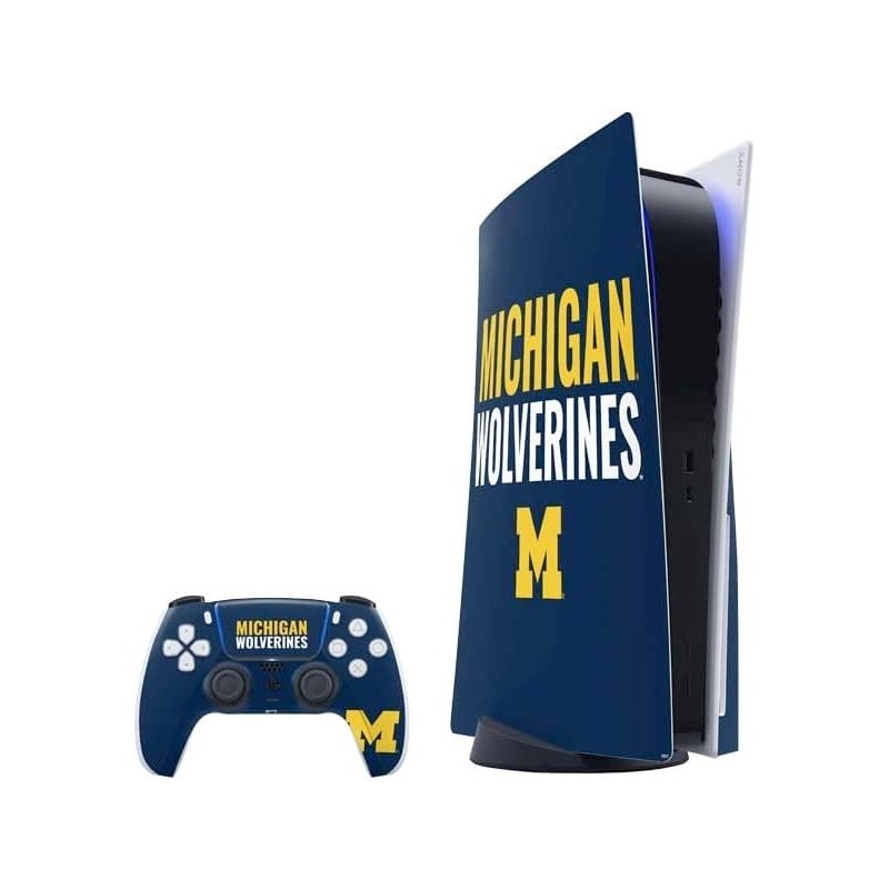 Skinit Decal Gaming Skin Compatible avec le pack PS5 - Design Wolverines M sous licence officielle de l'Université du Michigan