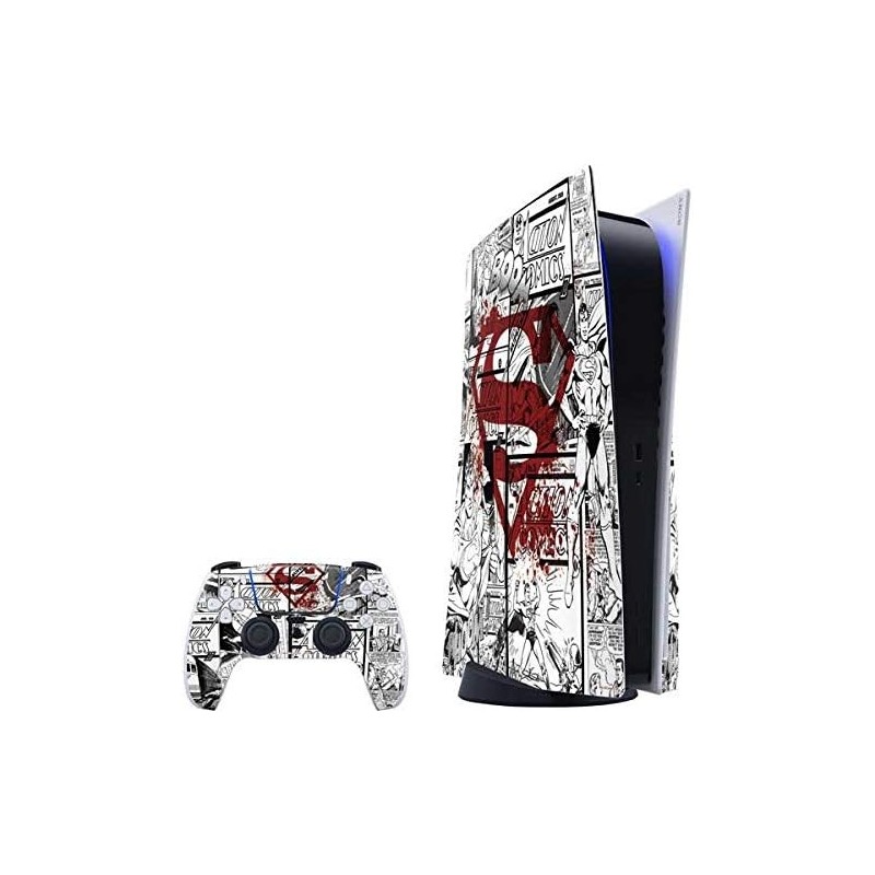 Skinit Decal Gaming Skin Compatible avec PS5 Bundle - Logo de bande dessinée Superman DC Comics sous licence officielle au desig