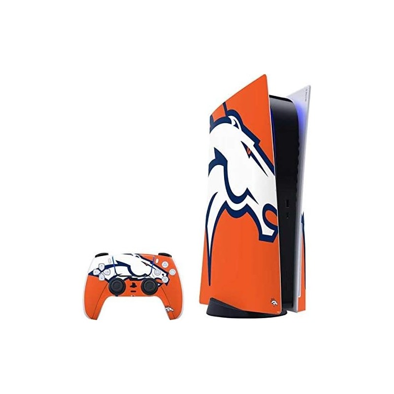 Skinit Decal Gaming Skin compatible avec la console et le contrôleur PS5 - Design de grand logo NFL Denver Broncos sous licence 