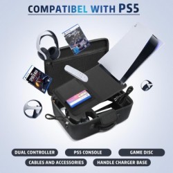 Étui de transport rigide Gelozid pour PS5, étui de protection pour console PlayStation 5 et contrôleurs, étui de voyage portable