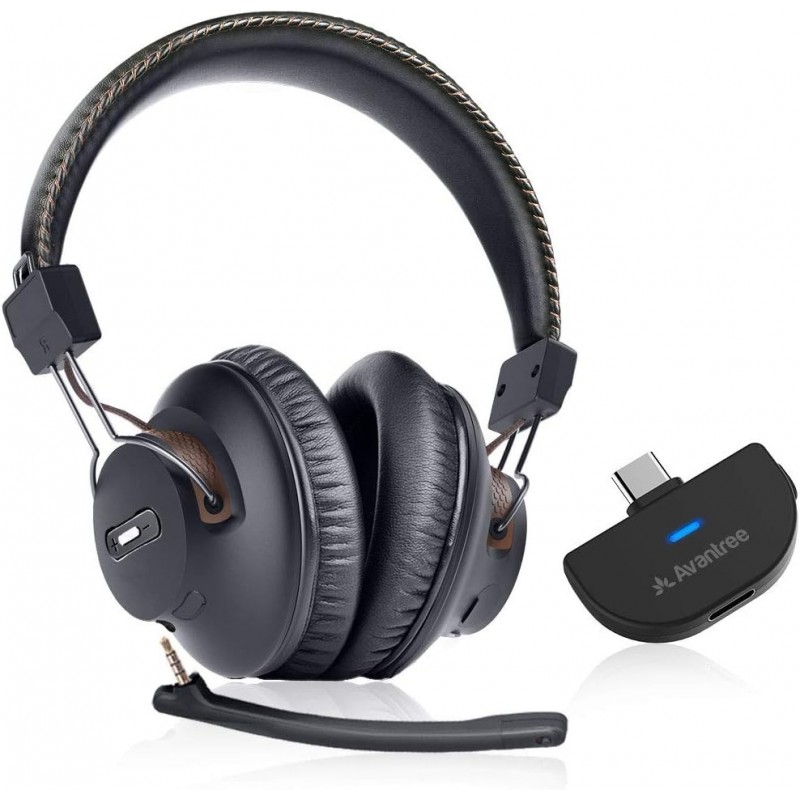 Avantree C519M - Casque Bluetooth avec micro pour PS5 et Switch, casque sans fil avec adaptateur USB C pour PC et ordinateur por