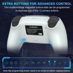 pour manette PS5 sans fil avec palettes, PS Gamepad Mando Control avec Turbo, blanc